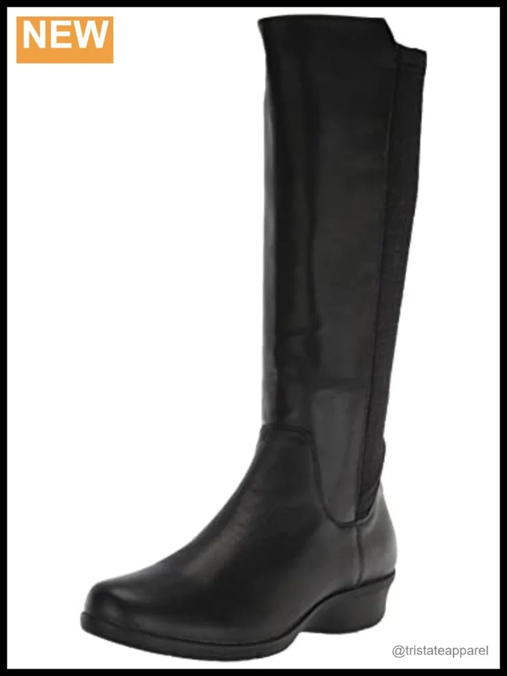 Women's Knee High Boots Leather Snow Boots Wedge Heel Zip
